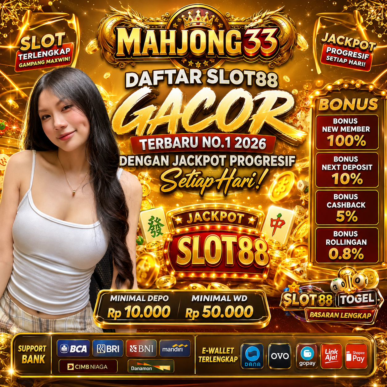 Thumbnail 1 of 3, Poster, MAHJONG33 : Daftar Slot88 Gacor Terbaru No.1 2026 Dengan Jackpot Progresif Setiap Hari designed and sold by MAHJONG33.